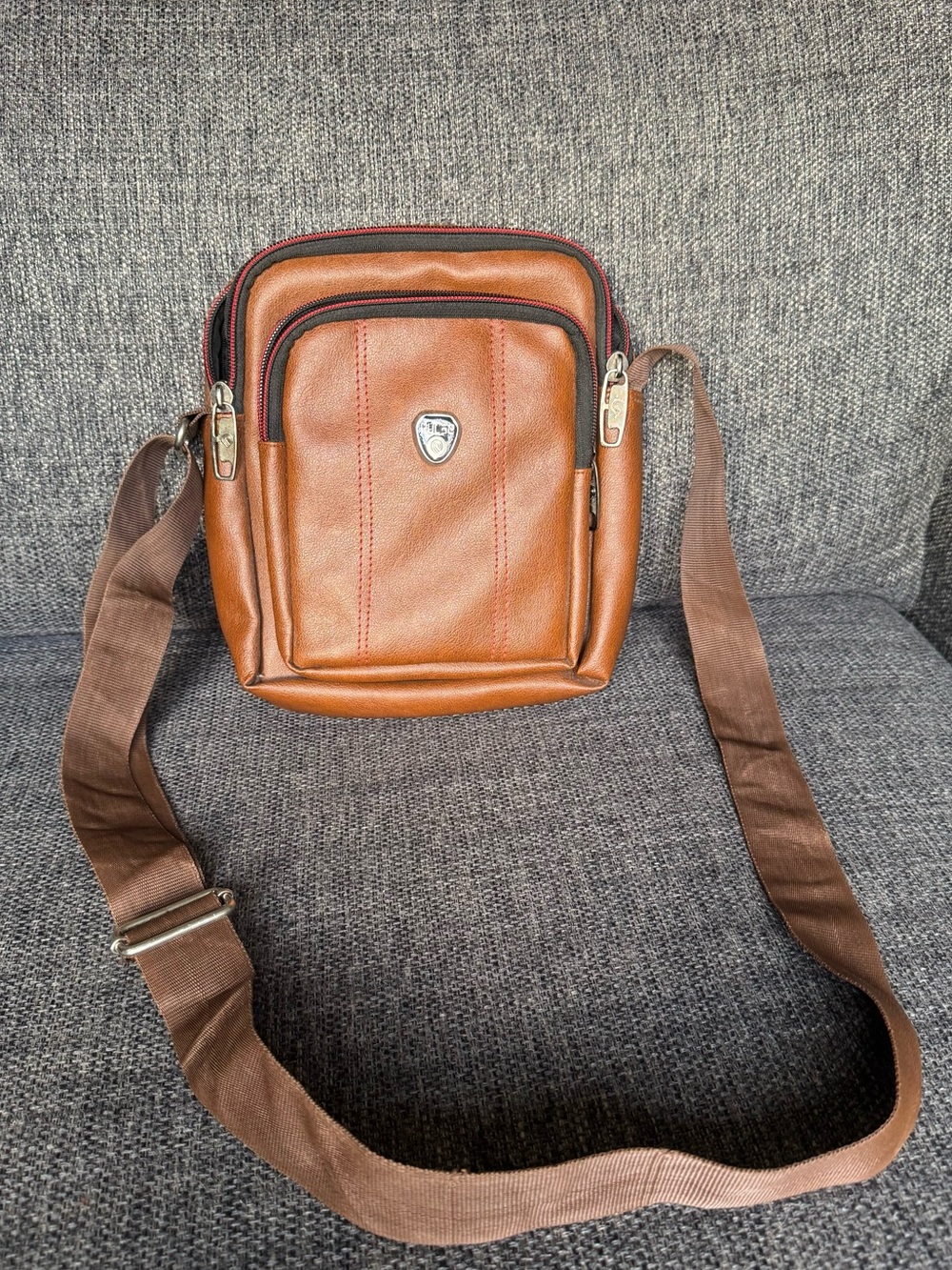 Pulse Tan/Brown Crossbody Messenger Bag with Front Pocket